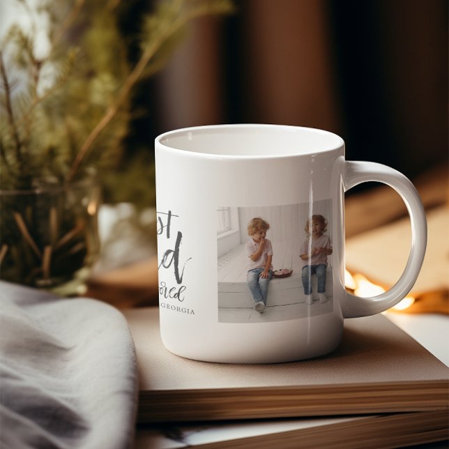 Mug Meilleur Papa | Collage de deux photos écrites à l (Créateur téléchargé)