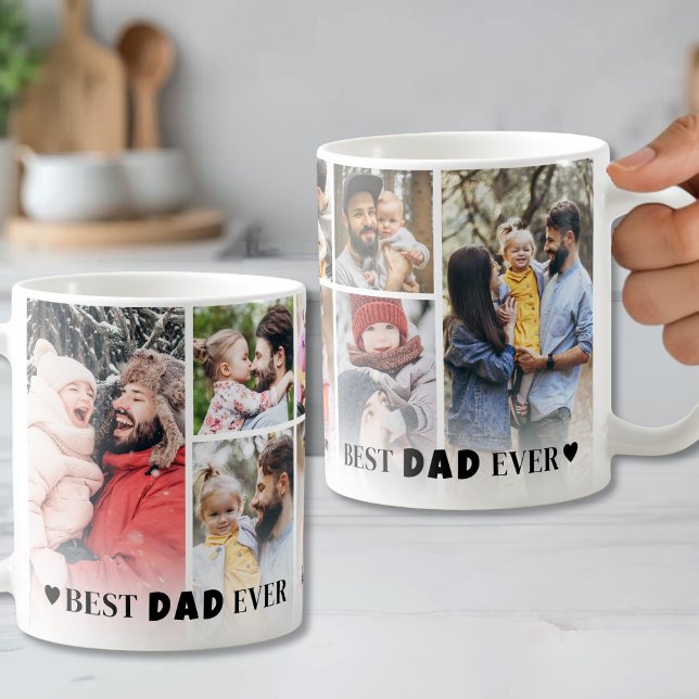Mug Meilleur Papa Collage de Photos (Best Dad Photo Collage Coffee Mug)