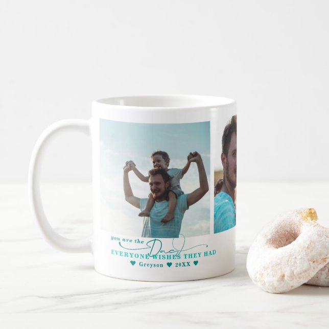 Mug Meilleur papa | Collage photo à la main trois (Avec donut)