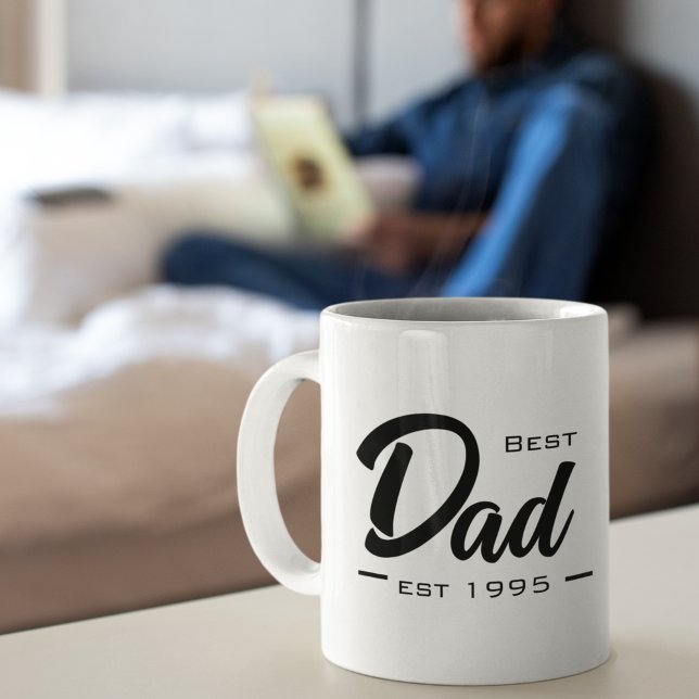 Mug Meilleur Papa Date Établie Thypographie Père (Créateur téléchargé)