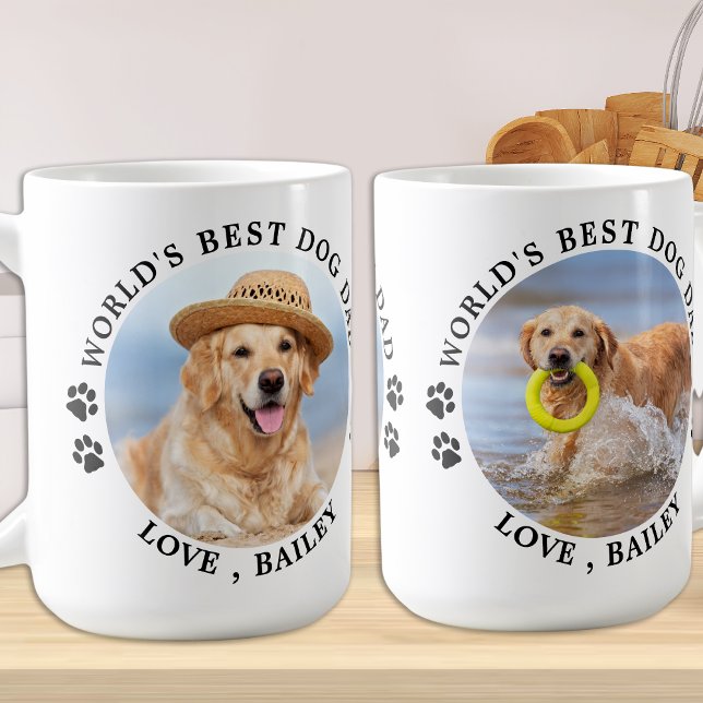 Mug Meilleur papa de chien au monde Photo personnalisé (Créateur téléchargé)
