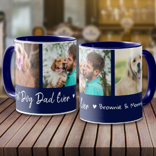 Mug Meilleur papa de chien Collage photo 3 Navy Blue