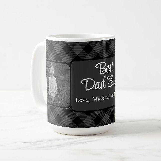 Mug Meilleur papa de Noël classique gris Plaid (Devant gauche)