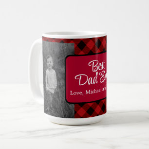 Mug Meilleur papa de Noël classique rouge Plaid Holly