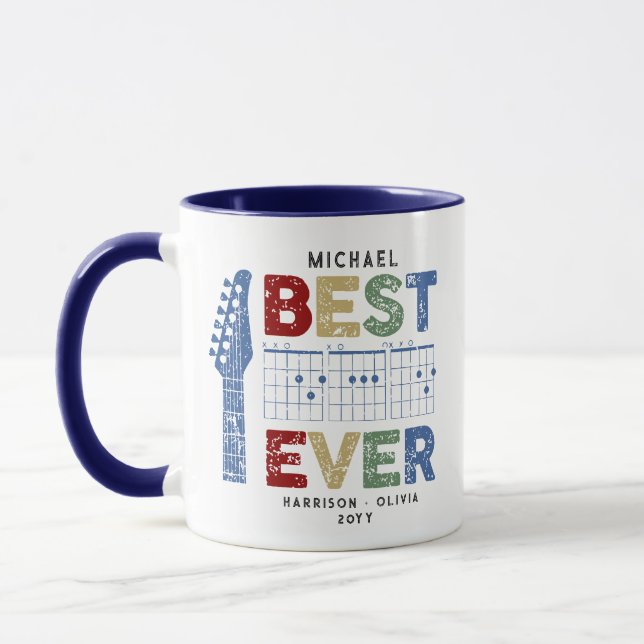 Mug Meilleur Papa de Tous les Temps Accords de Guitare (Gauche)