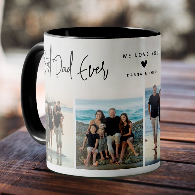 Mug Meilleur Papa de Tous les Temps Script 4x Photo (Best Dad Ever Script Coffee Mug)