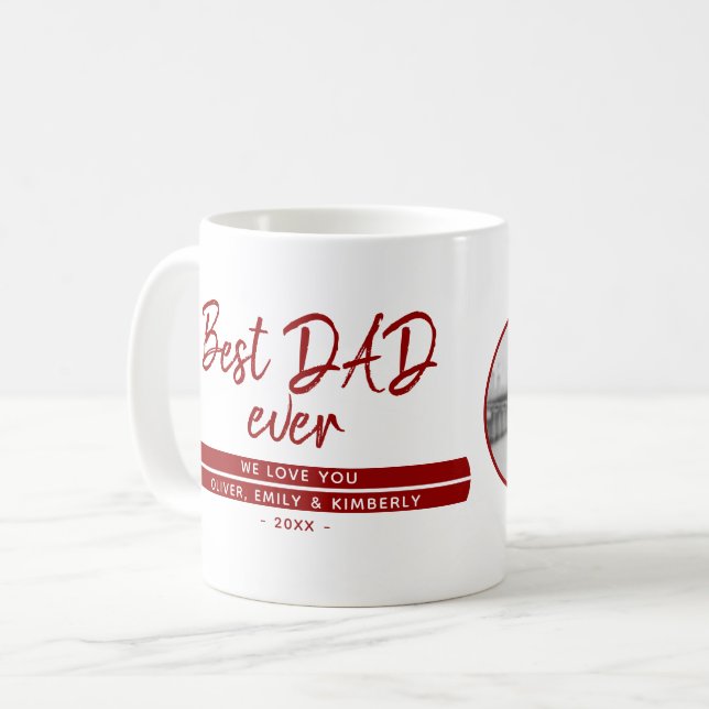 Mug Meilleur Papa de Tous les Temps Texte Rouge Modern (Devant gauche)