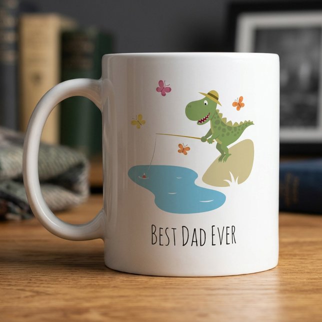 Mug Meilleur Papa Drôle de Bande Dessinée Dinosaure Pê (Créateur téléchargé)