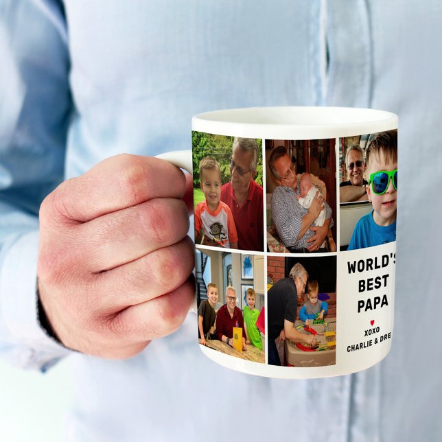 Mug Meilleur Papa du Monde 8 Collage de Photos (Créateur téléchargé)