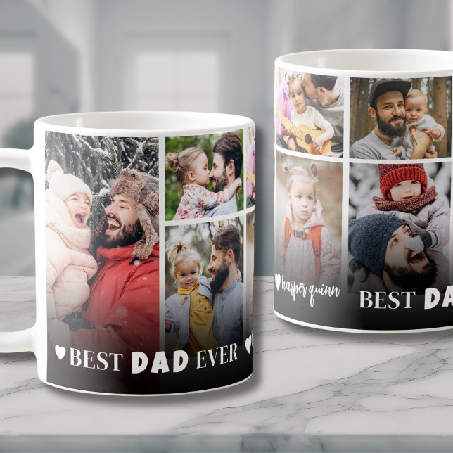 Mug Meilleur Papa du Monde 8 Photos Cadeau Fête des Pè (Best Dad Ever 8 Photo Collage Fathers Day Coffee Mug )