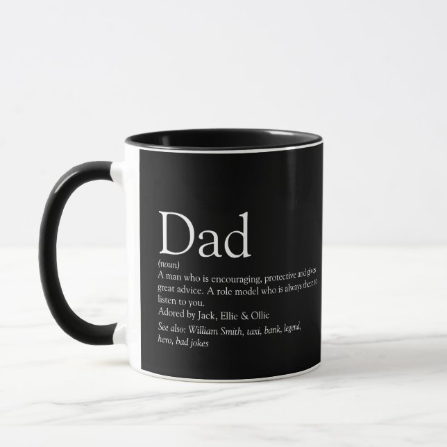 Mug Meilleur Papa du Monde Définition de Papa Noir (Gauche)