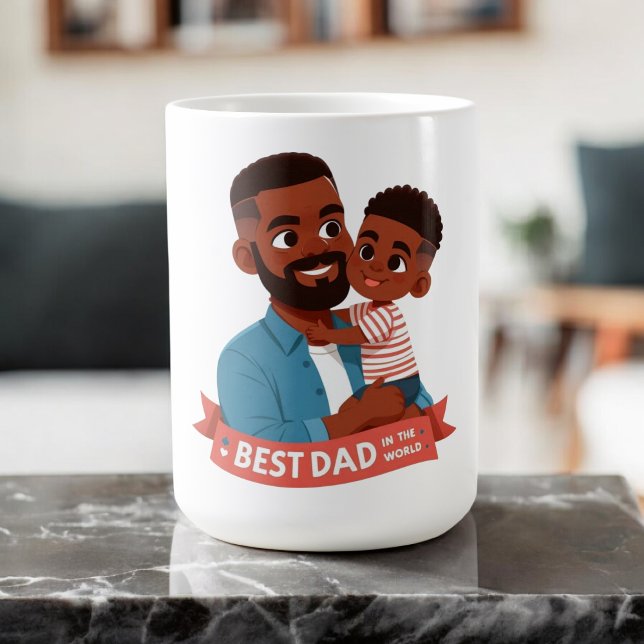 Mug Meilleur Papa du Monde - Famille Afro-Américaine (Créateur téléchargé)
