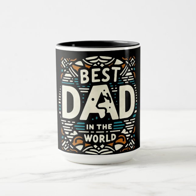 Mug Meilleur Papa Du Monde - Géométrique Rétro (Centre)