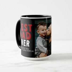 Mug Meilleur Papa du Monde Photo de Famille Noir Rouge