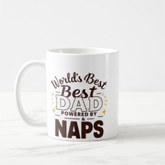 Mug Meilleur papa du monde - Powered by Coffee & Naps" (Gauche)