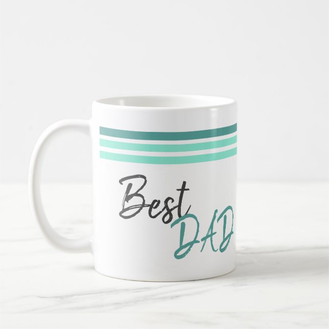 Mug Meilleur Papa Écriture Moderne Turquoise Fête des  (Gauche)