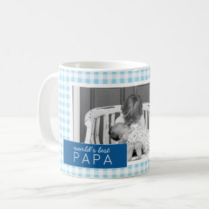 Mug Meilleur papa En vichy photo personnalisée du mon