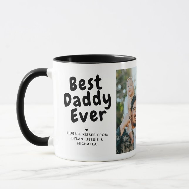 Mug Meilleur Papa Ever 2-Photo Collage et message pers (Gauche)