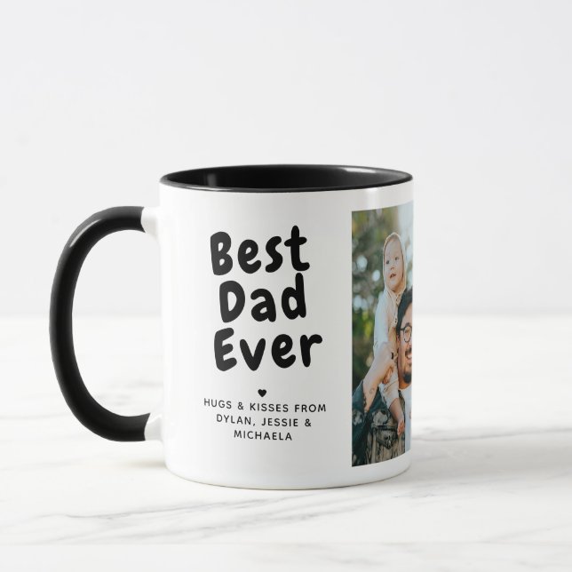 Mug Meilleur Papa Ever 2-Photos Collage & Message Pers (Gauche)