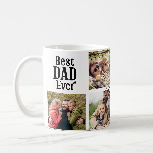 Mug Meilleur Papa Ever 6 Collage de Photos Moderne (Gauche)