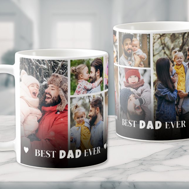 Mug Meilleur Papa Ever 8 Collage de Photos (Best Dad Ever 8 Photo Collage Fathers Day Coffee Mug)