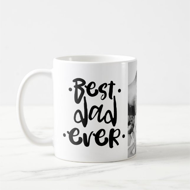Mug Meilleur Papa Ever Cool Noir Écriture Photo Fête d (Gauche)