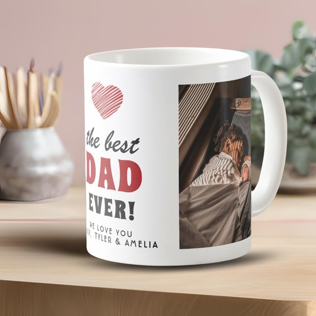 Mug Meilleur Papa Ever Red Heart 2 Photo (Créateur téléchargé)