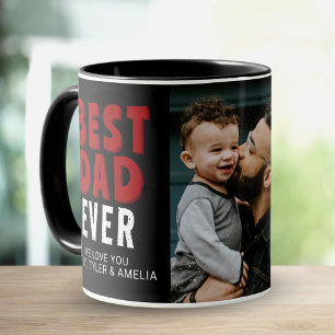 Mug Meilleur Papa Famille Photo Noir Rouge