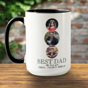 Mug Meilleur Papa Fête des Pères 3 Collage Photo Ovale