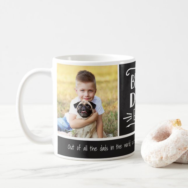 Mug Meilleur papa jamais | 2 Photo Couleur personnalis (Avec donut)