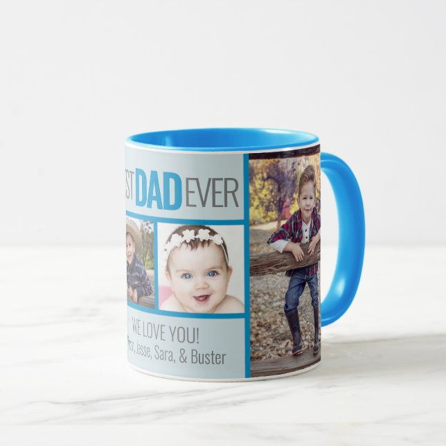 Mug Meilleur papa jamais | 5 photo personnalisée (Devant droit)