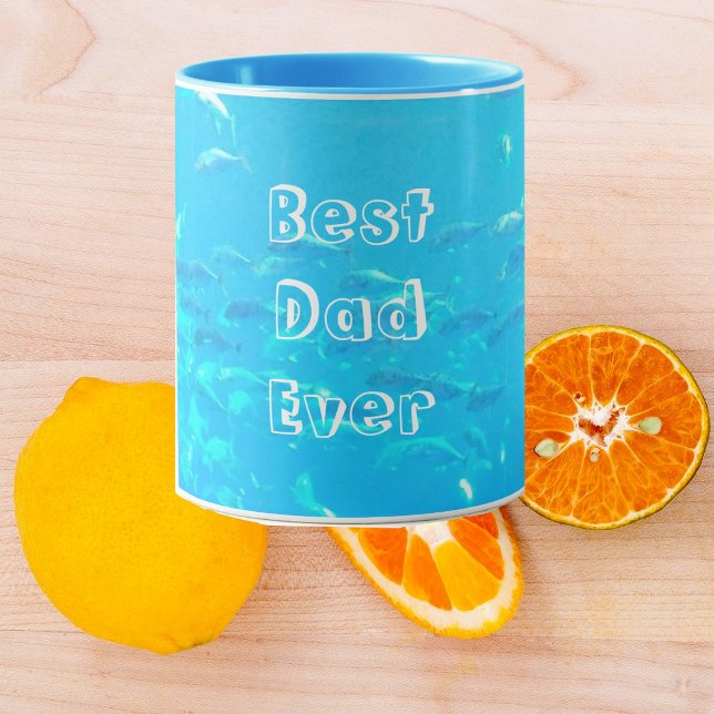 Mug Meilleur Papa Jamais Bleu Aqua École de Poissons d (Créateur téléchargé)