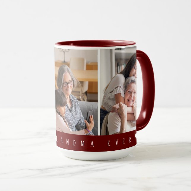 Mug Meilleur Papa Jamais Bourgogne Avec 3 Grand-Maman  (Devant droit)