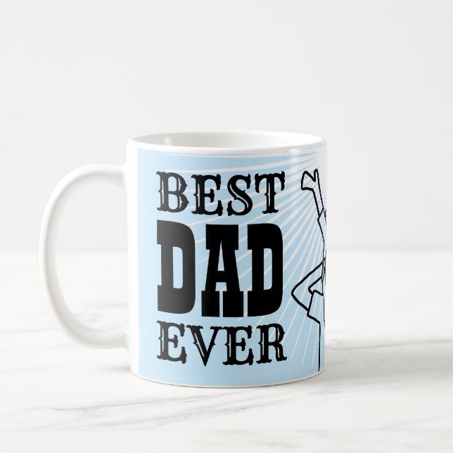 Mug Meilleur papa jamais Citer Typographie Bleue Carto (Gauche)