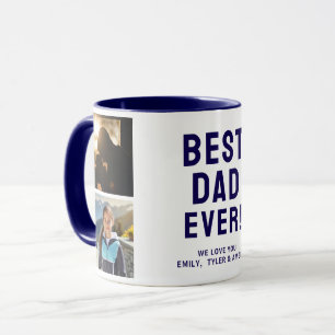 Mug Meilleur Papa Jamais Collage Photo Bleu