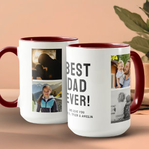 Mug Meilleur Papa Jamais Collage Photo Rouge