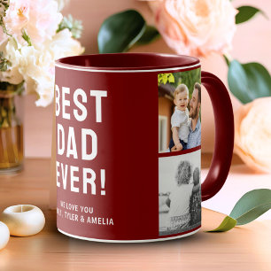 Mug Meilleur Papa Jamais Collage Photo Rouge