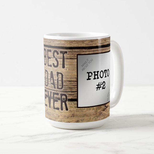 Mug Meilleur papa jamais dans des photos rustiques enc (Devant droit)