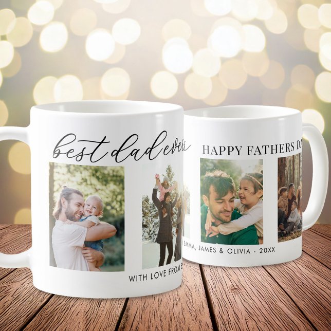 Mug Meilleur papa jamais Fête des pères 4 Photo Collag (Créateur téléchargé)