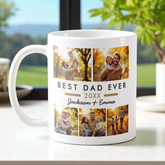 Mug Meilleur papa jamais Fête des pères 5 Photo Collag (Créateur téléchargé)