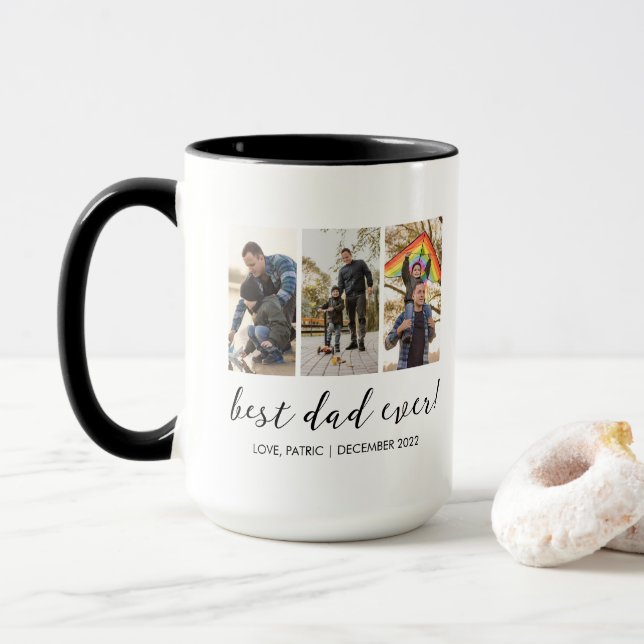 Mug Meilleur papa jamais garder Multi Photo (Avec donut)