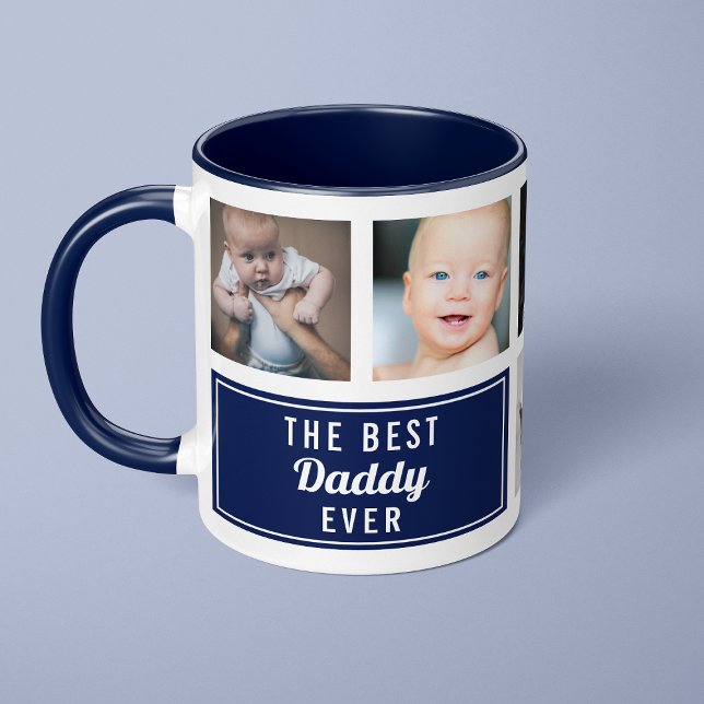 Mug Meilleur papa Jamais Marine Collage Bleu Photo (Créateur téléchargé)