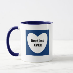 Mug Meilleur papa Jamais mignon Marine Bleu Coeur Blan