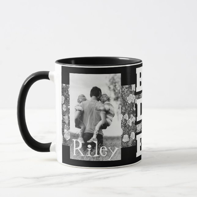 Mug Meilleur papa Jamais Musique noire et blanche (Gauche)