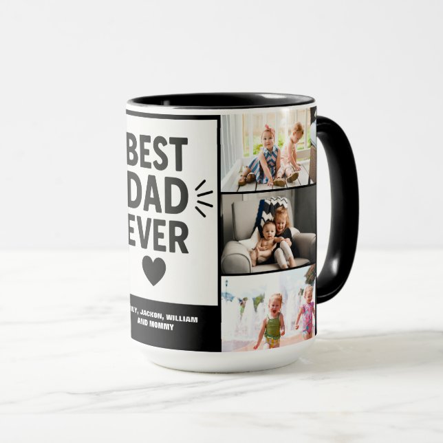 Mug Meilleur papa jamais personnalisé 6 photo Collage (Devant droit)