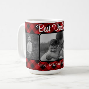 Mug Meilleur papa jamais personnalisé rouge Plaid moti