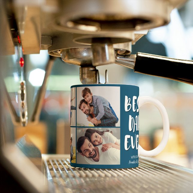 Mug Meilleur papa jamais photo moderne bleu Fête des p (Créateur téléchargé)