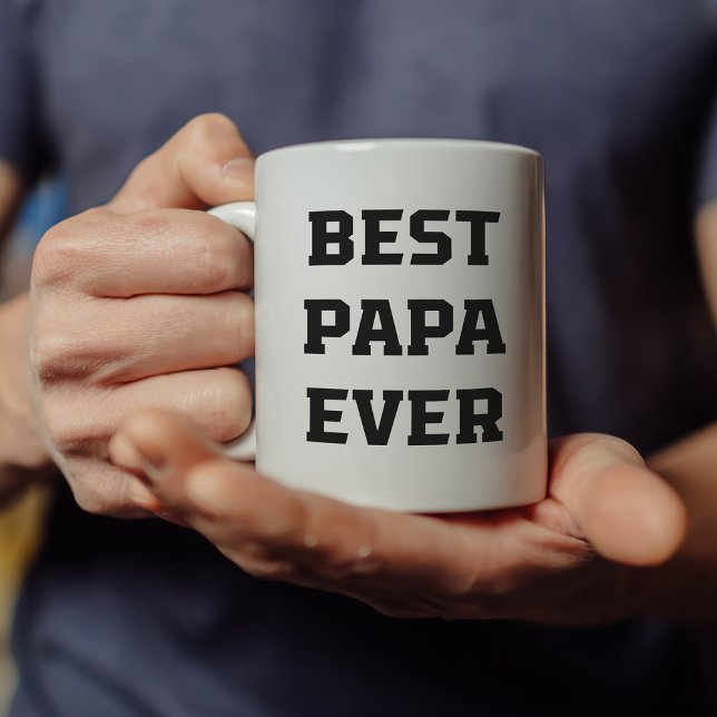 Mug Meilleur Papa jamais | Texte moderne en gras et ph (Créateur téléchargé)