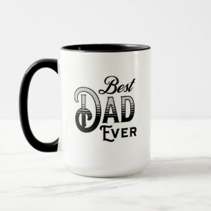Mug Meilleur papa jamais Texte Vintage noir et blanc