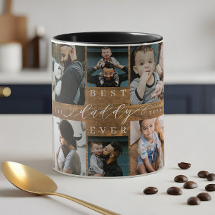 Mug Meilleur papa Jamais Woodgrain Photo Collage Garde